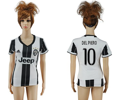 Women's Juventus #10 Del Piero Home Soccer Club Jersey - Click Image to Close